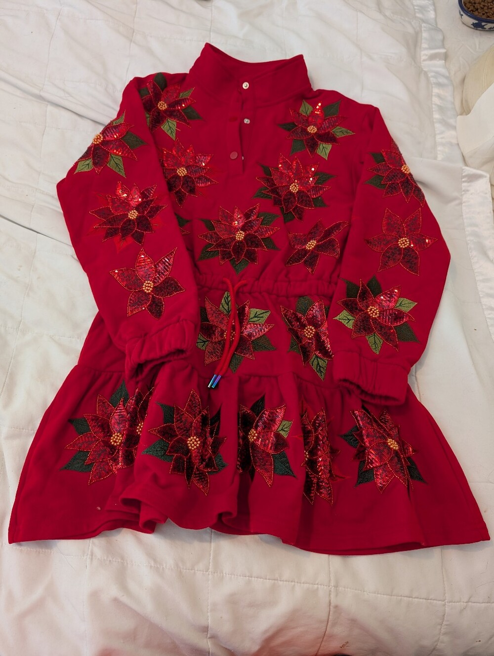Queen Of Sparkles Red Poinsettia Mini Dress